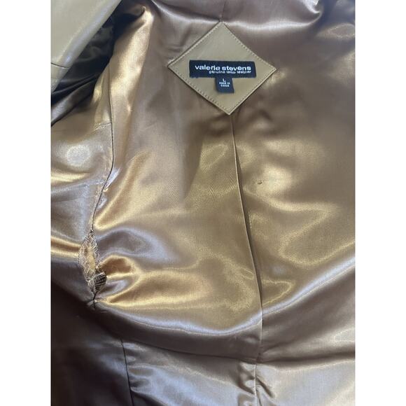Valerie Stevens Genuine Lamb Leather Coat Camel Brown Size Large *Lining Damage* - Picture 10 of 16